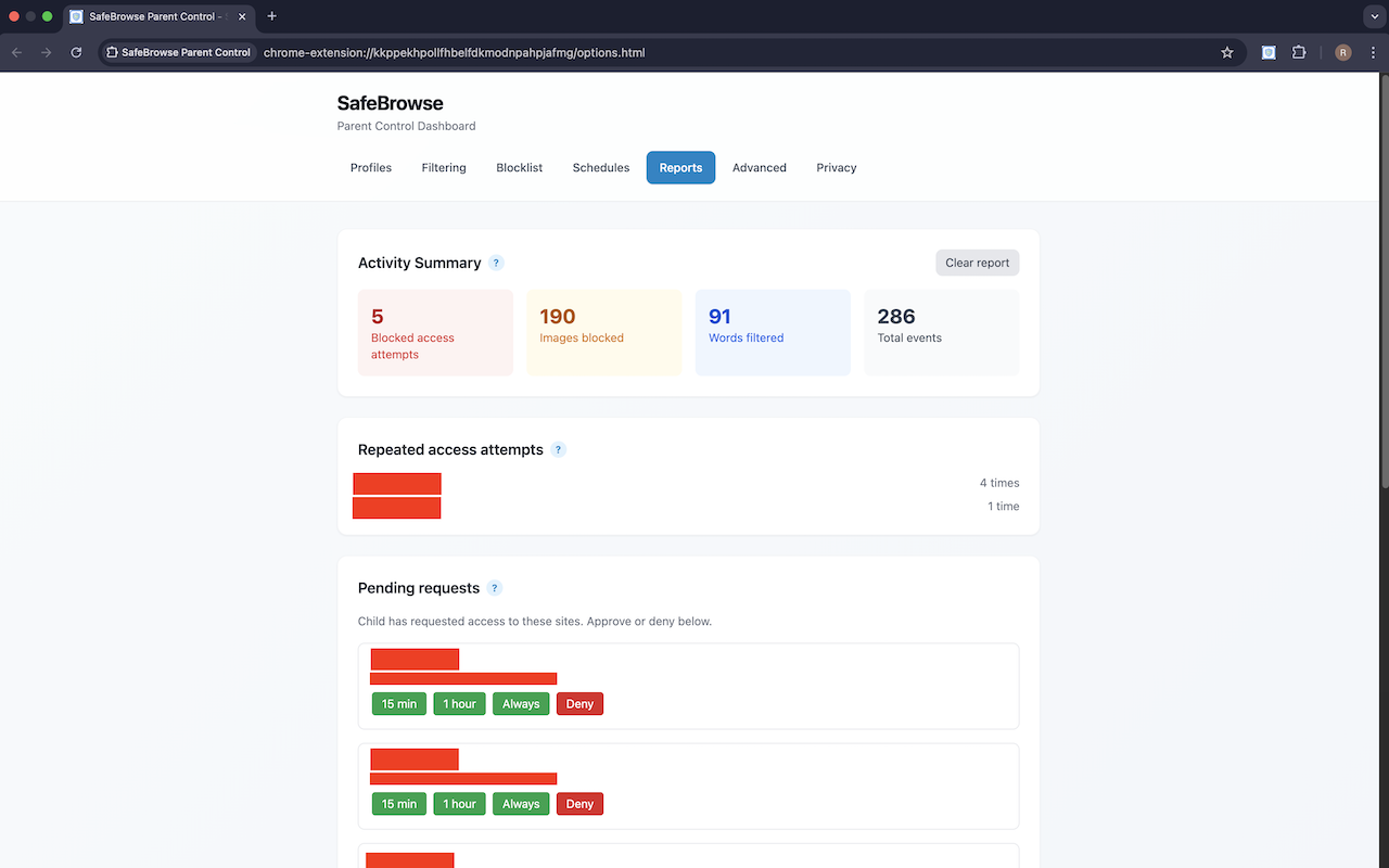 SafeBrowse Parent Control - 截图 5