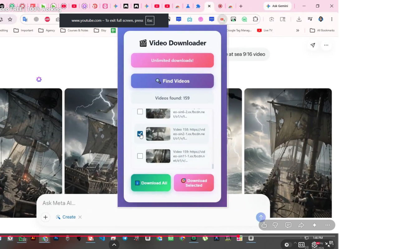 FREE & Bulk Meta AI Video Downloader. - 截图 2