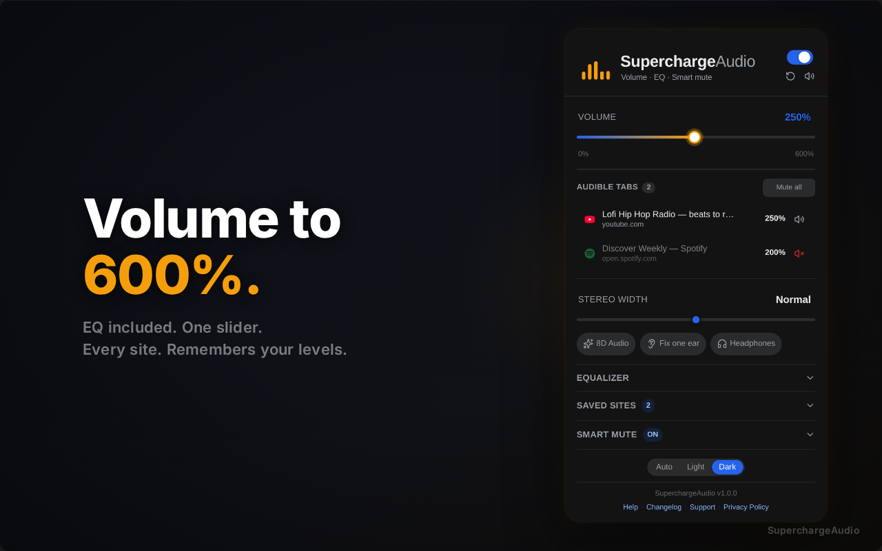 音量增强器和均衡器 – 低音·静音 | SuperchargeBrowser - 截图 4