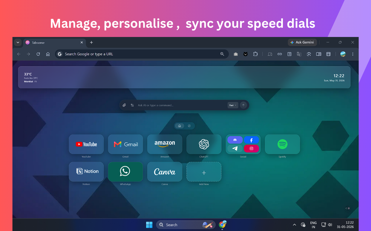 Tabsome New Tab: AI, Speed Dial, Widgets, Library - 截图 2