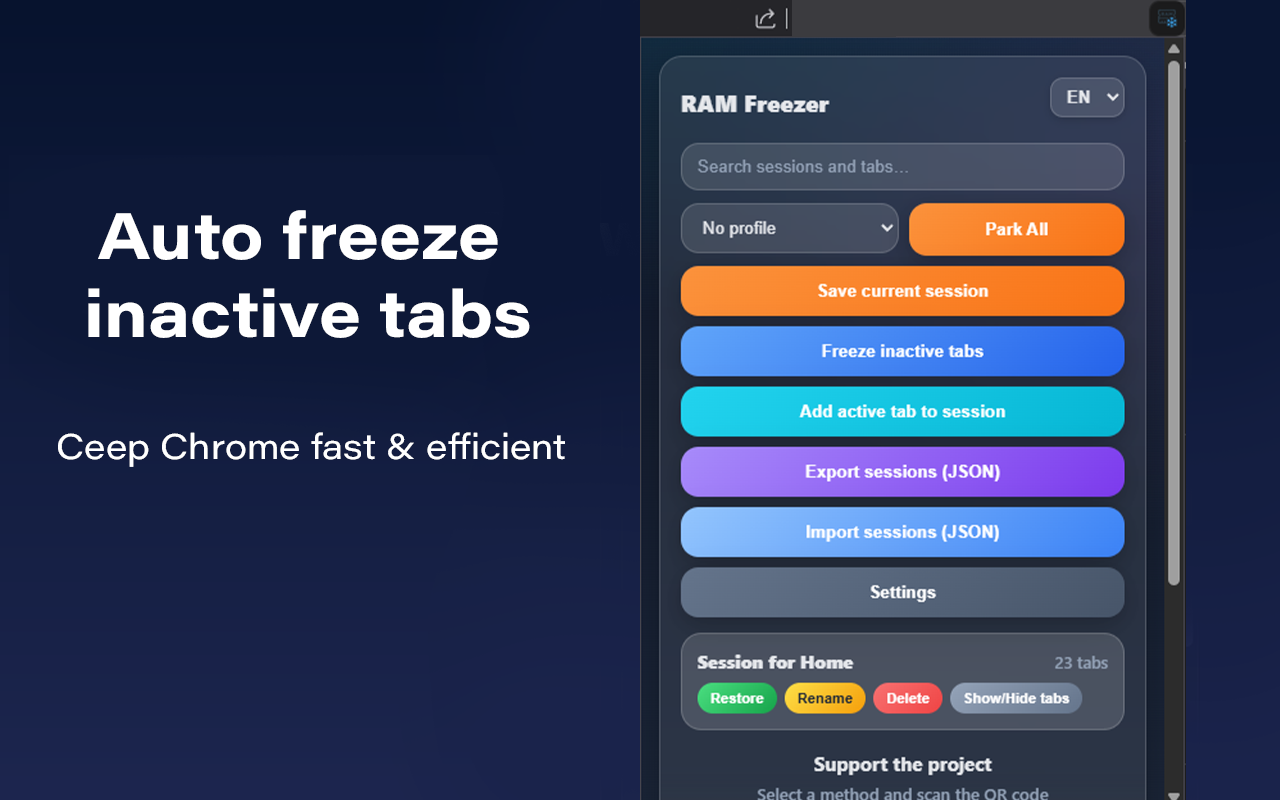 RAM Freezer — Smart Tab & Memory Manager - 截图 1