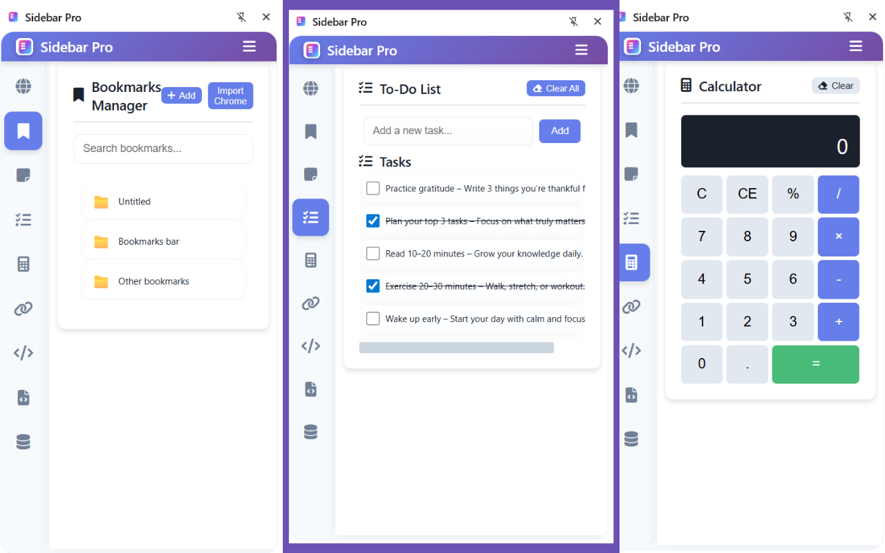 Sidebar Pro – Productivity Sidebar for Chrome - 截图 2