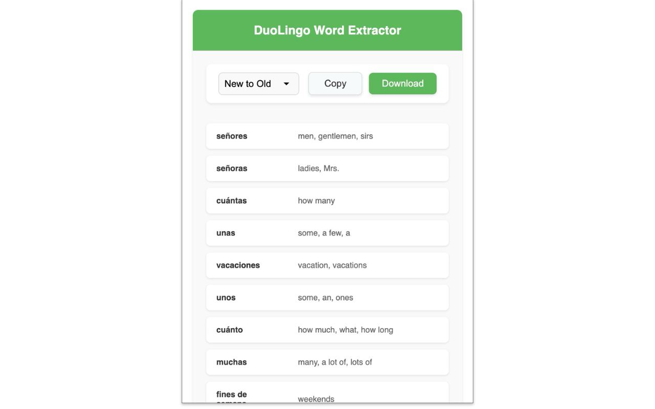 DuoLingo Word Extractor - 截图 4