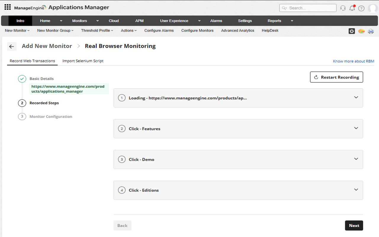 Applications Manager Web Transaction (RBM) Recorder - 截图 2