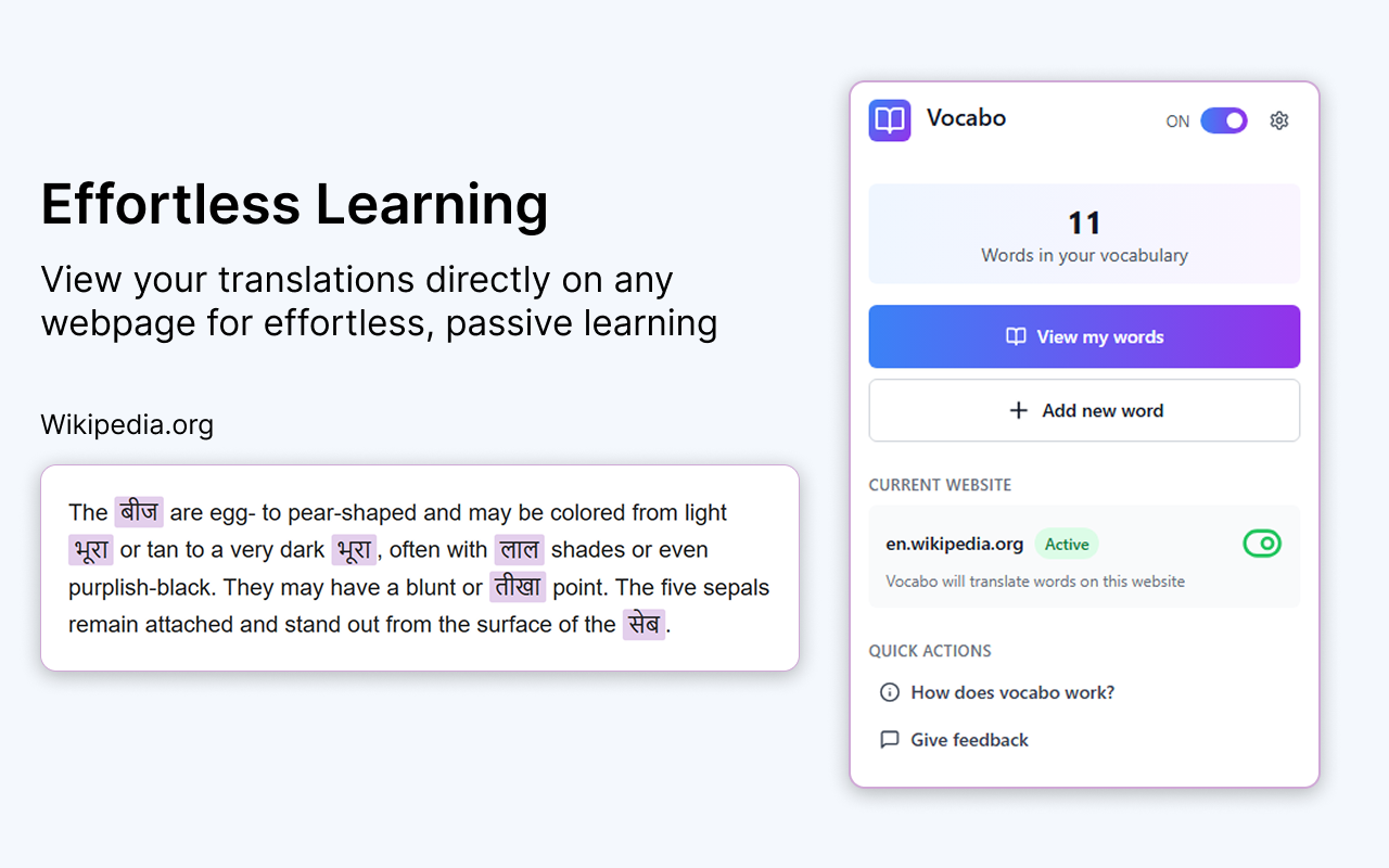 Vocabo - Learn 249+ Languages While Browsing - 截图 5