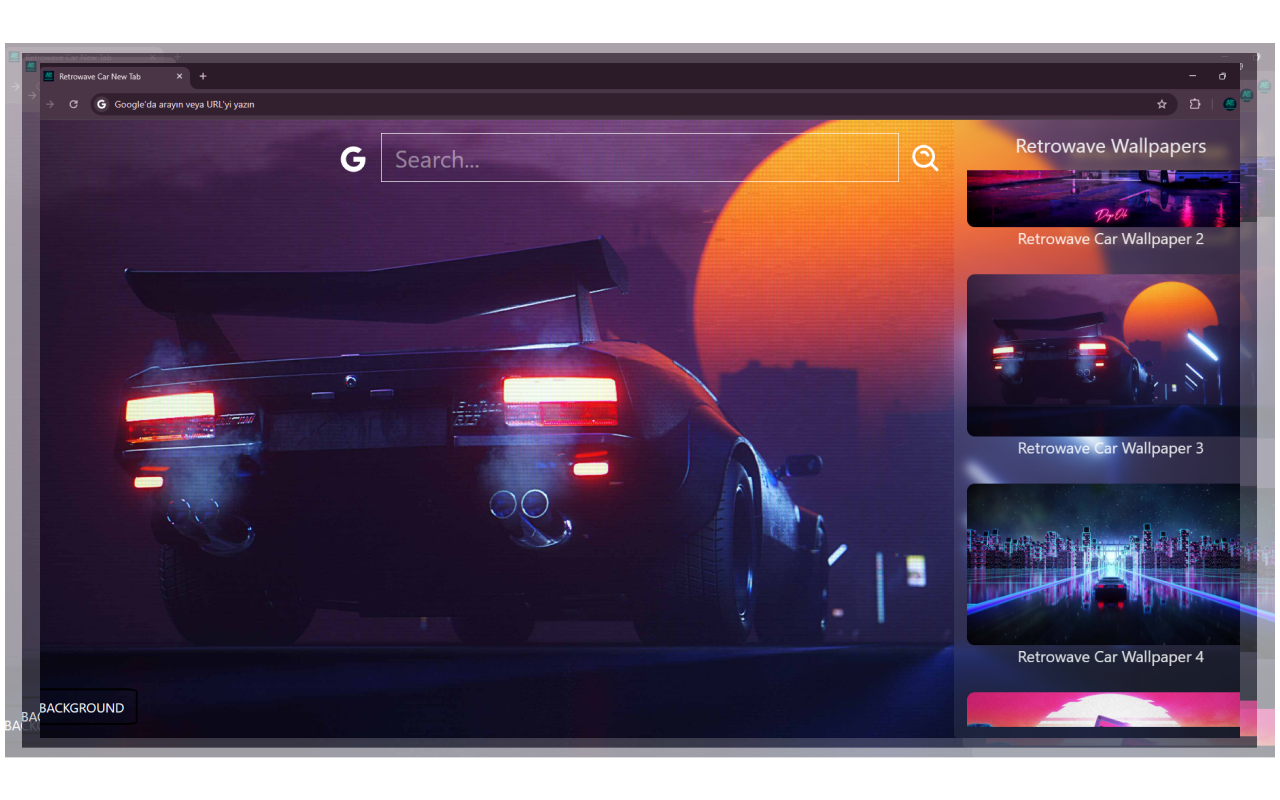 Retrowave Car New Tab - 截图 2