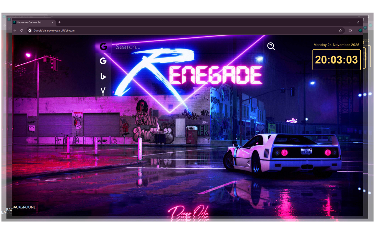Retrowave Car New Tab - 截图 3