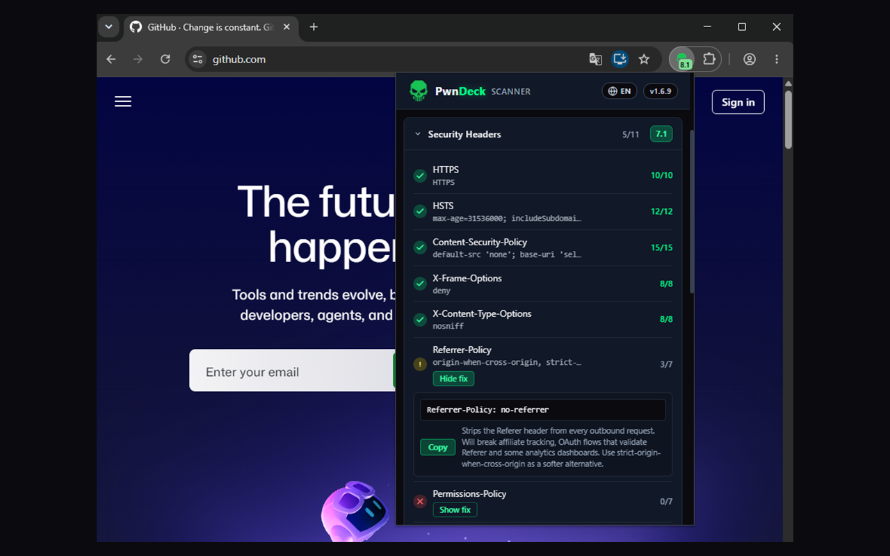 PwnDeck Scanner — Website Security & Privacy - 截图 1