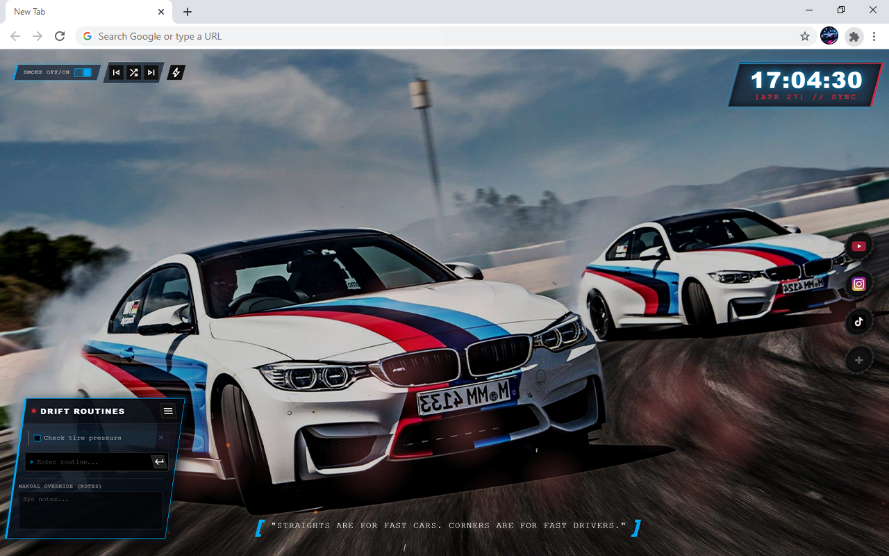 BMW Drift Car HD Wallpaper New Tab - 截图 1