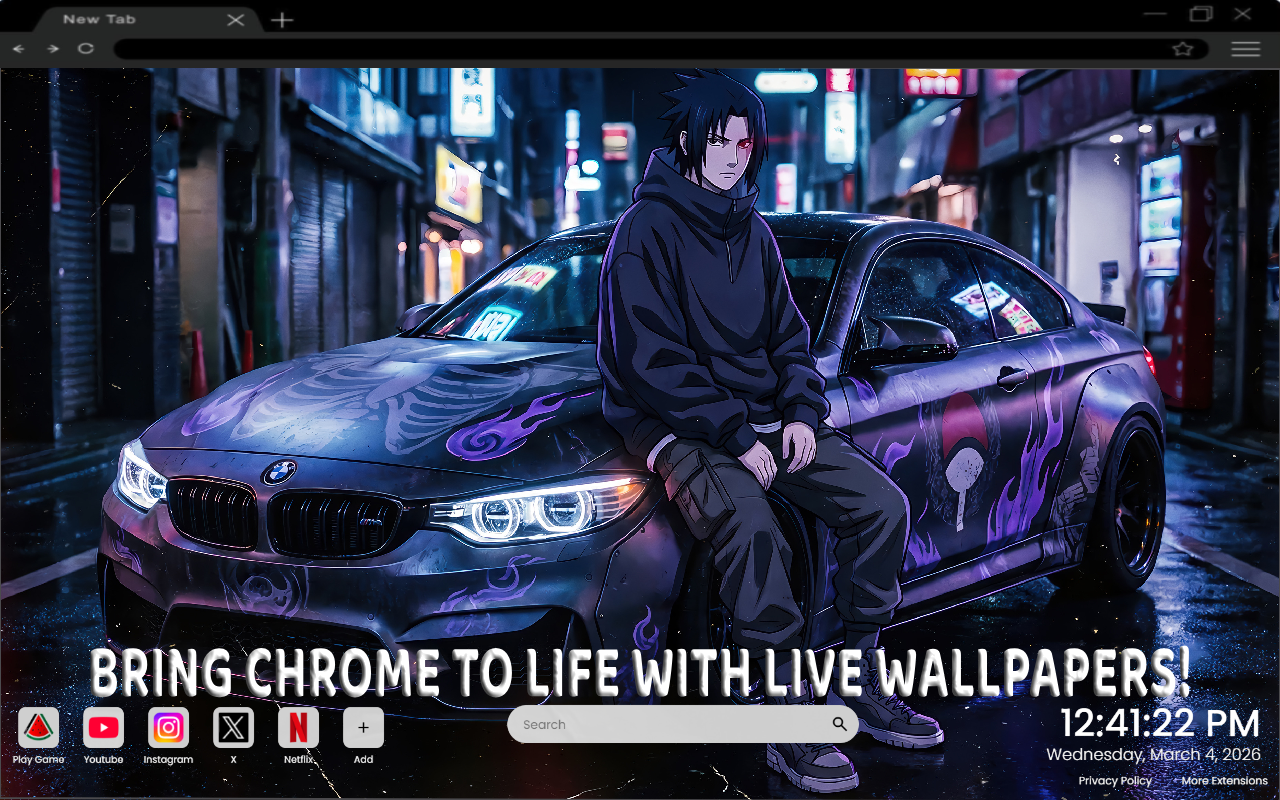 Sasuke Uchiha Neon BMW M4  Naruto Live Wallpaper - 截图 2