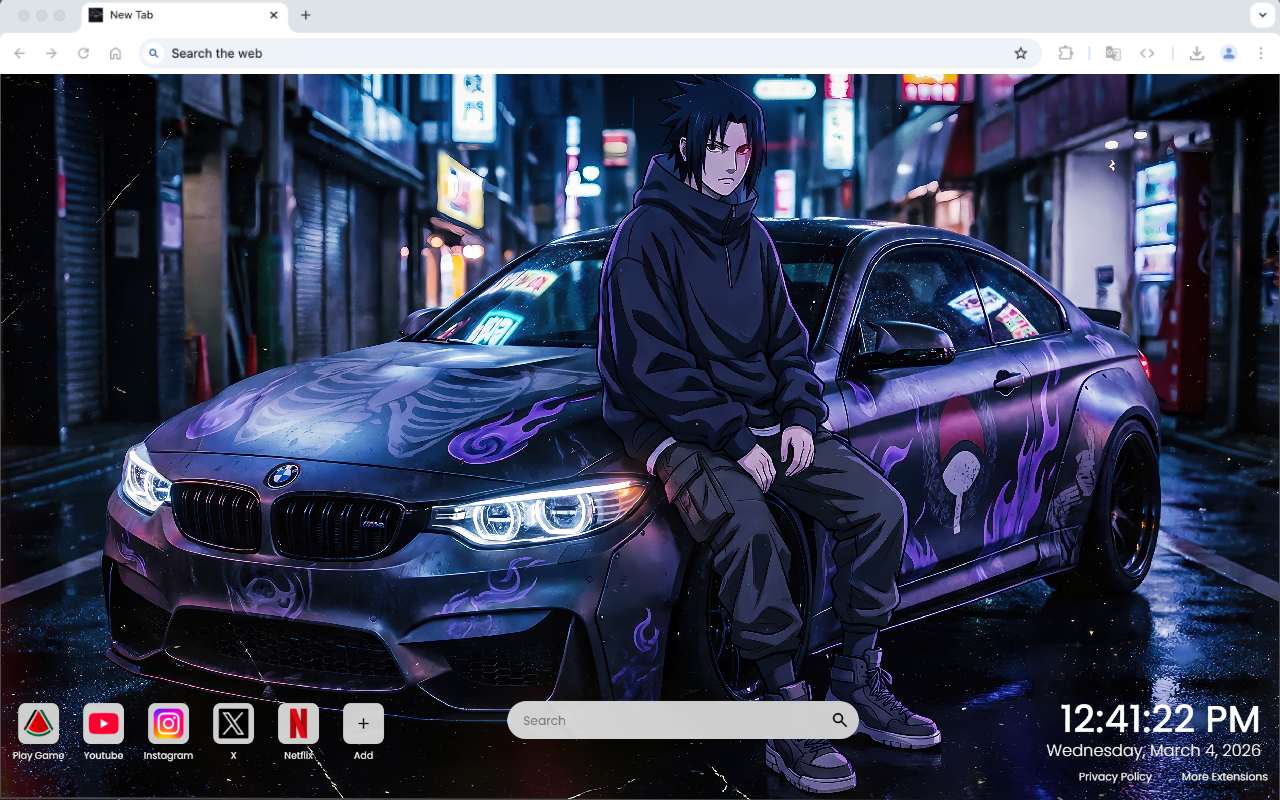 Sasuke Uchiha Neon BMW M4  Naruto Live Wallpaper - 截图 3
