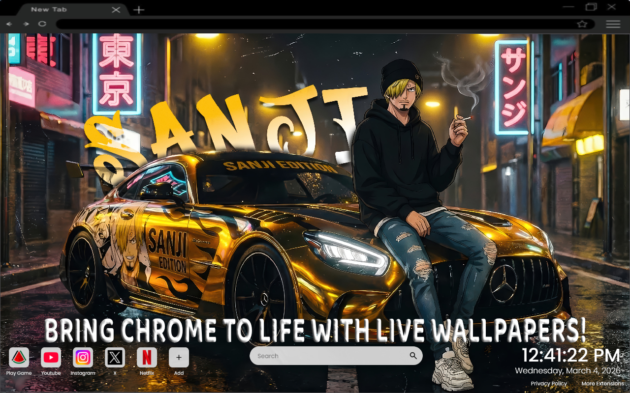 Mercedes-AMG GT Sanji  One Piece Live Wallpaper - 截图 2