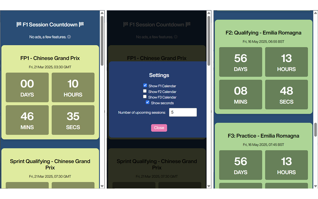 F1 Session Countdown - 截图 1