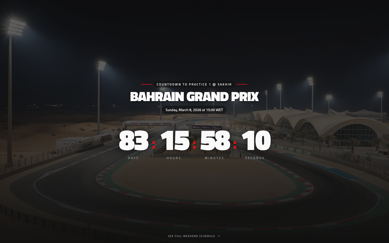 F1 Race Countdown - New Tab - 截图 1