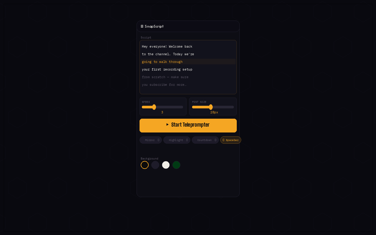 SnapScript — Browser Teleprompter - 截图 2