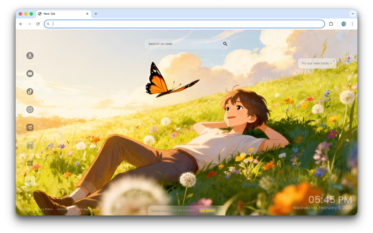 Anime Boy Meadow Butterfly Wildflower Lve Wallpaper - 截图 5