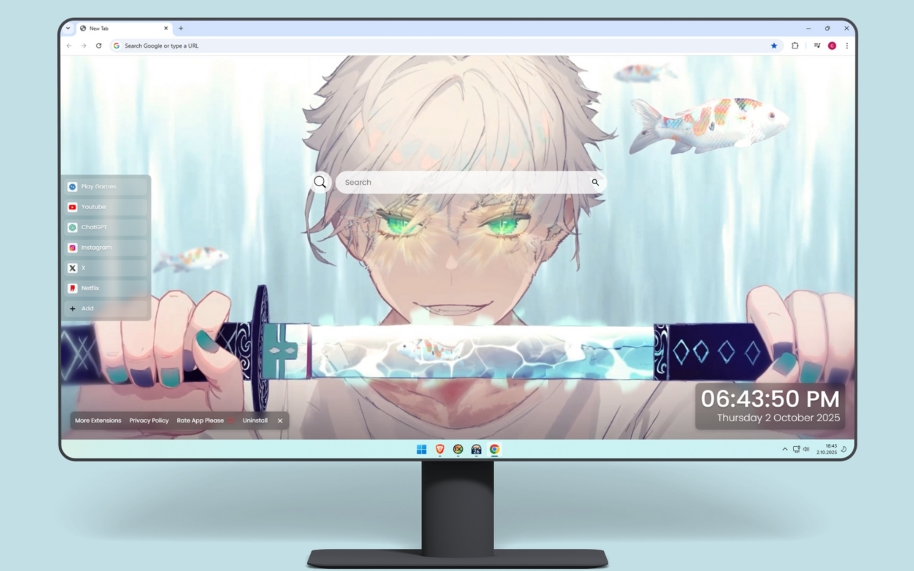 Samurai Anime Boy Koi in Sword Live Wallpaper - 截图 3