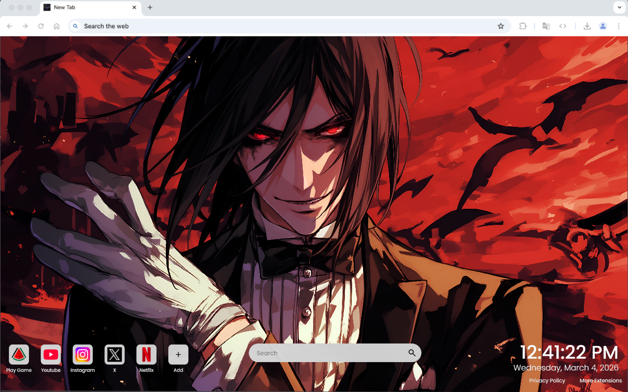 Black Butler Sebastian Red Anime Live Wallpaper - 截图 2