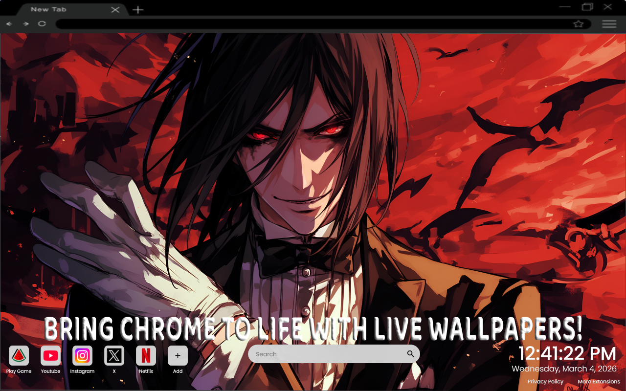 Black Butler Sebastian Red Anime Live Wallpaper - 截图 3