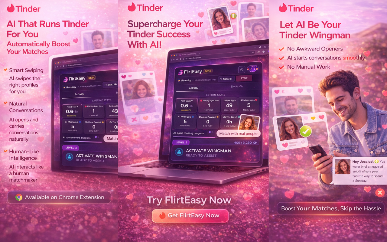 FlirtEasy – Tinder & Bumble Auto Swiper + AI Messages - 截图 3