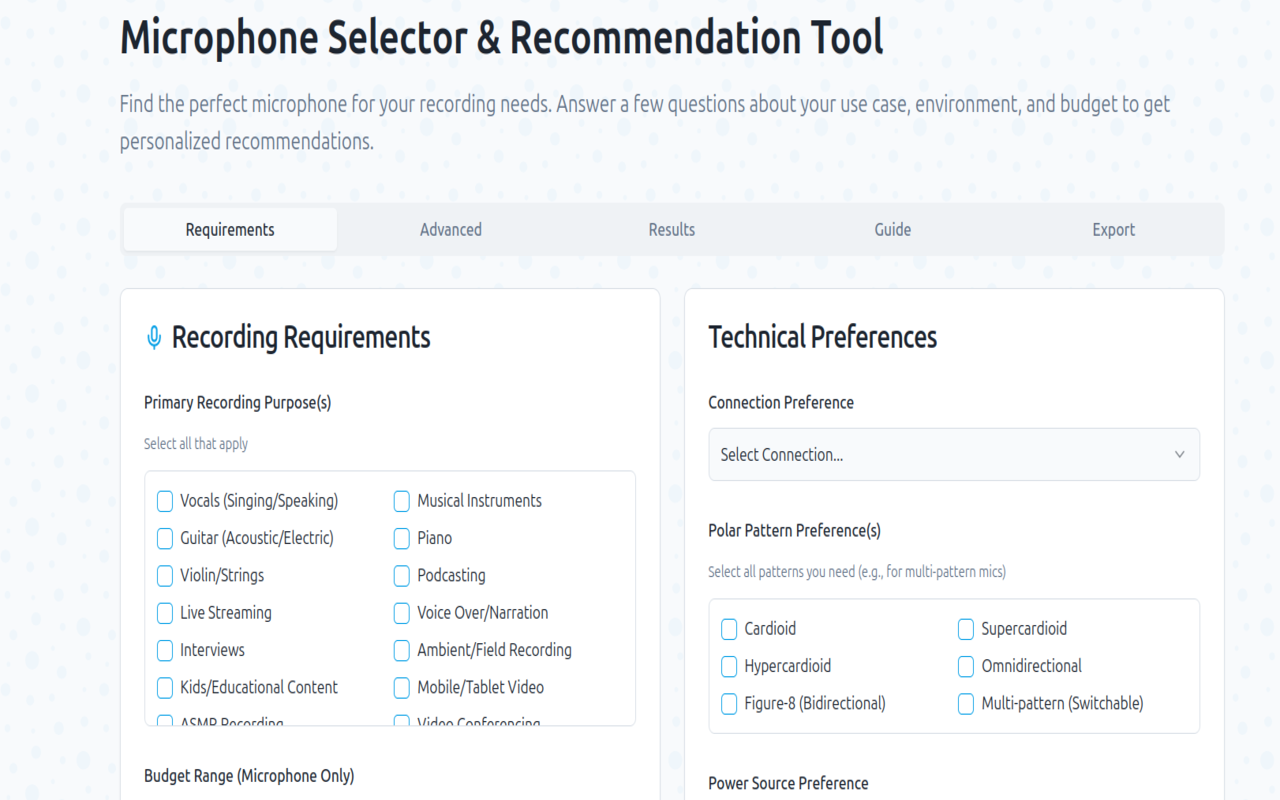 Microphone Selector & Recommendation Tool - 截图 4