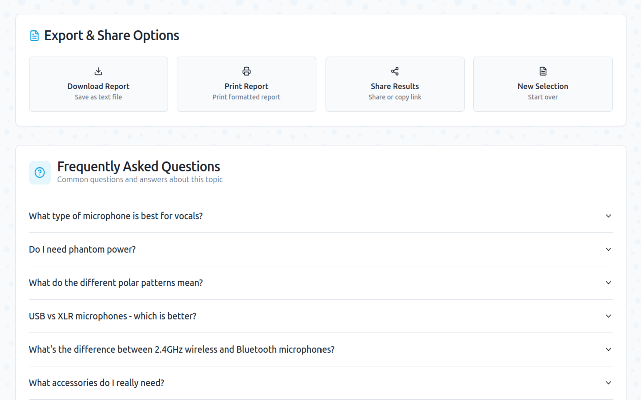Microphone Selector & Recommendation Tool - 截图 5