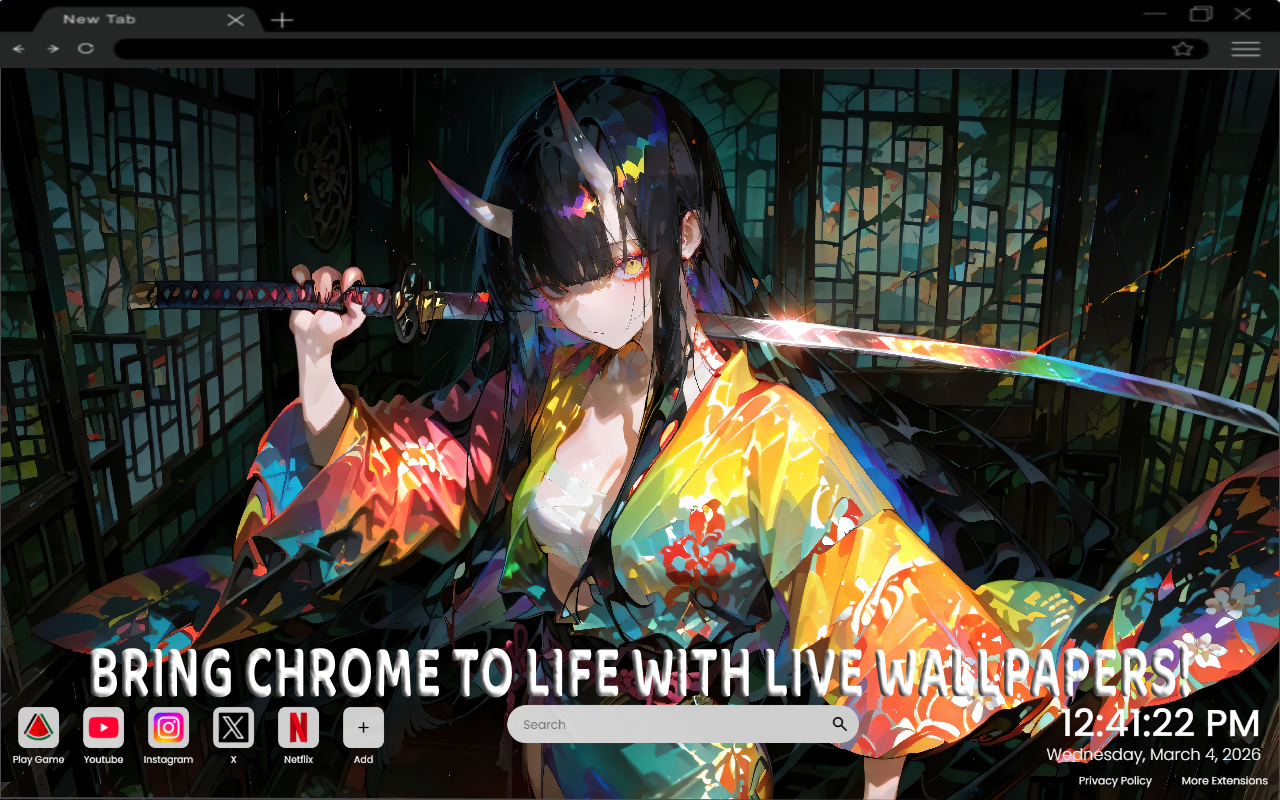 Anime Demon Girl Samurai Katana Live Wallpaper - 截图 3