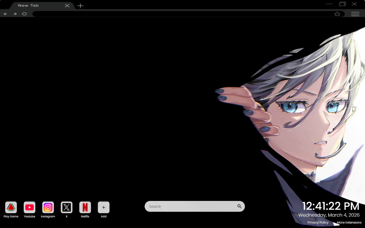 Curtain Gaze: Blue Eyed Anime Girl Live Wallpaper - 截图 2