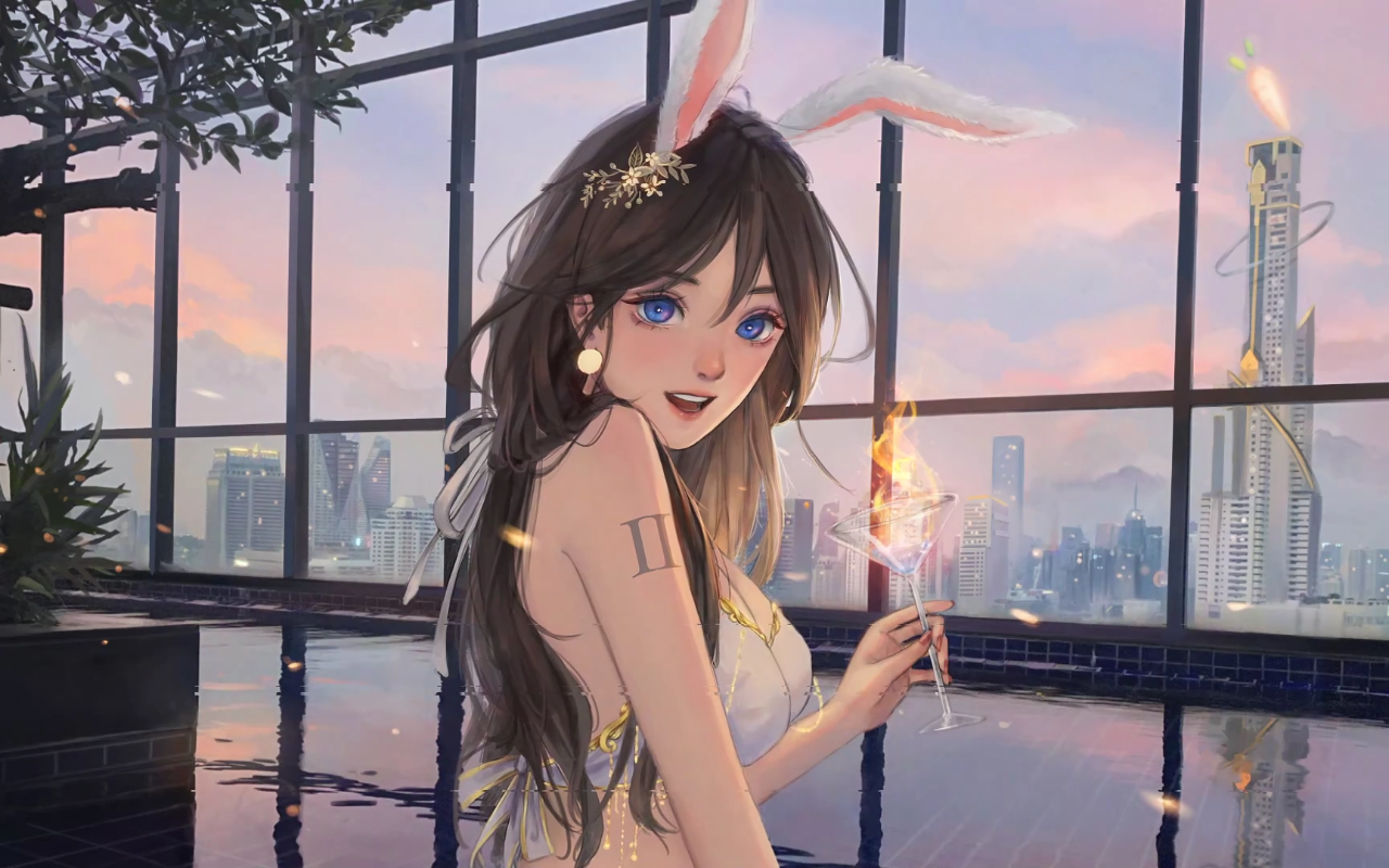 Anime Girl With Rabbit Ears Live Wallpaper - 截图 3