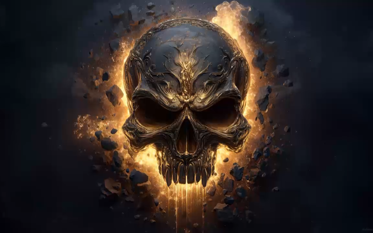 Dripping Fire Rock Skull Series Live Wallpaper - 截图 2
