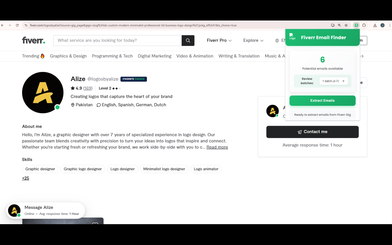 Fiverr Buyer Email Finder - 截图 3