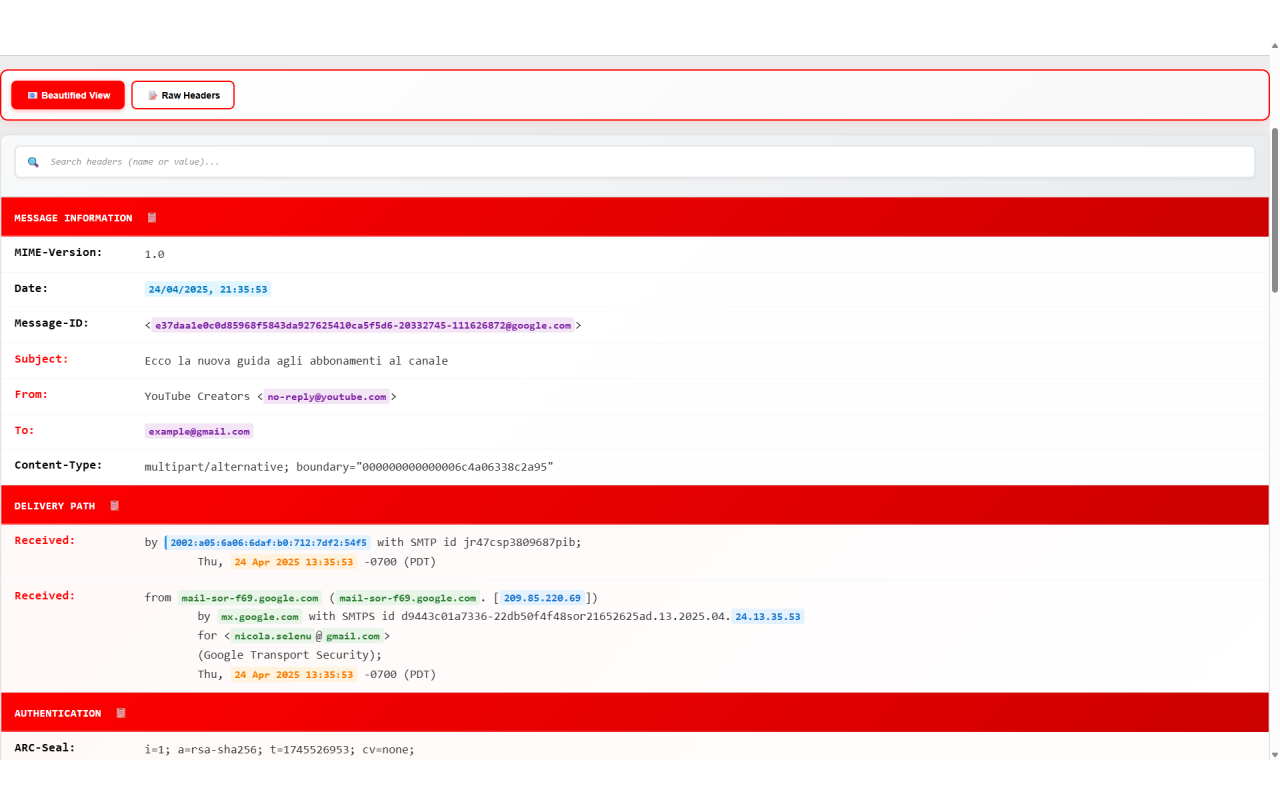 Gmail Headers Beautifier - 截图 2