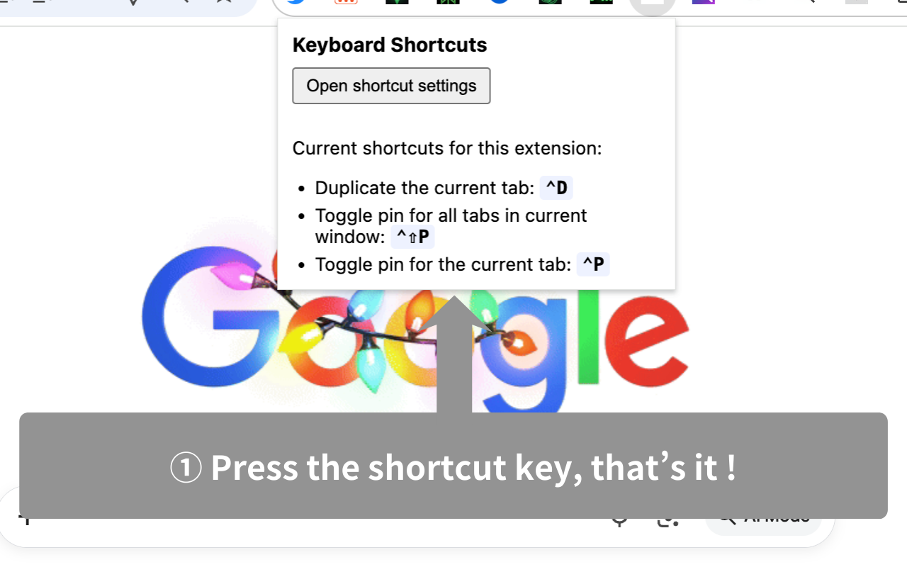 Chrome 标签页固定和复制快捷键 - 截图 1
