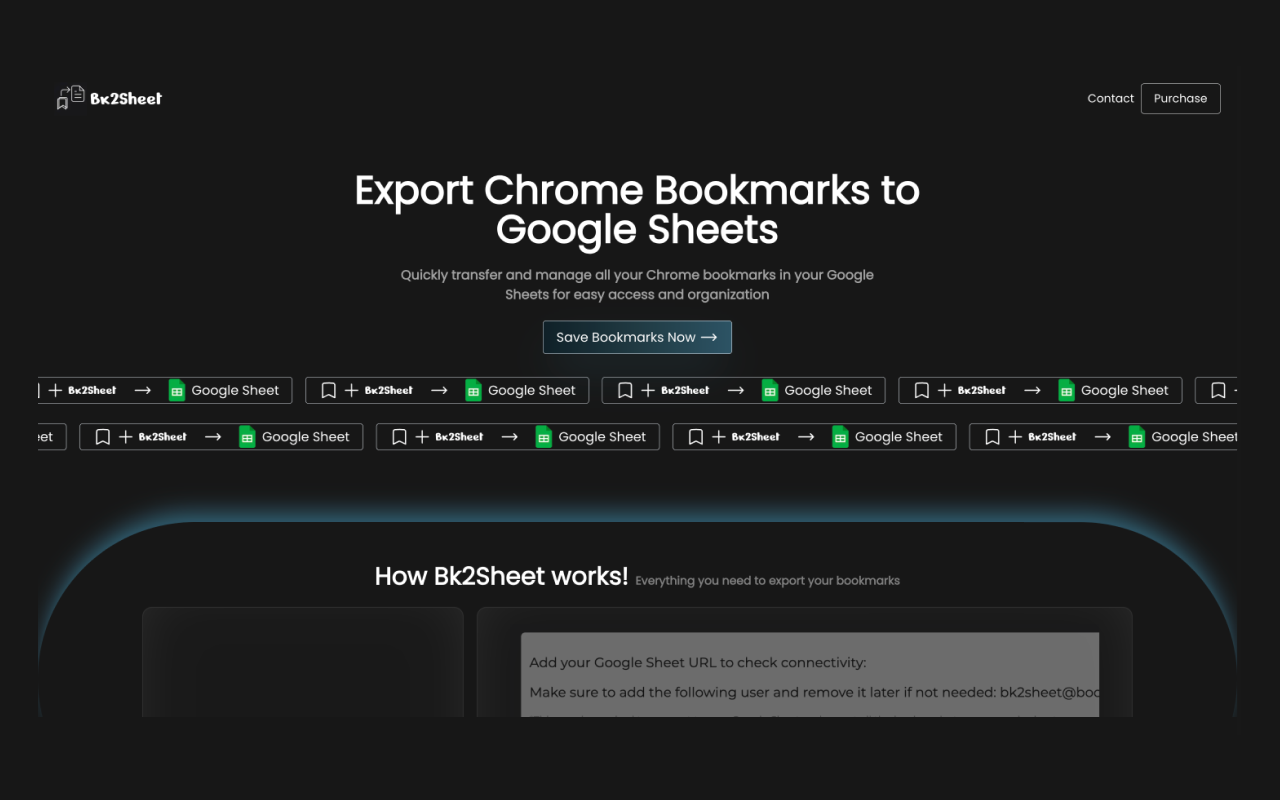Bk2Sheet: Export Chrome Bookmarks to Google Sheets - 截图 2