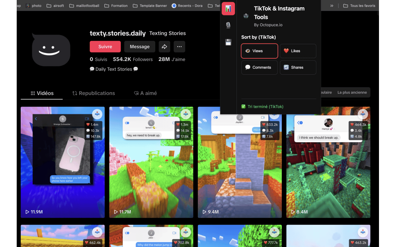 TikTok & Instagram Sort / Download By Octopuce.io - 截图 2