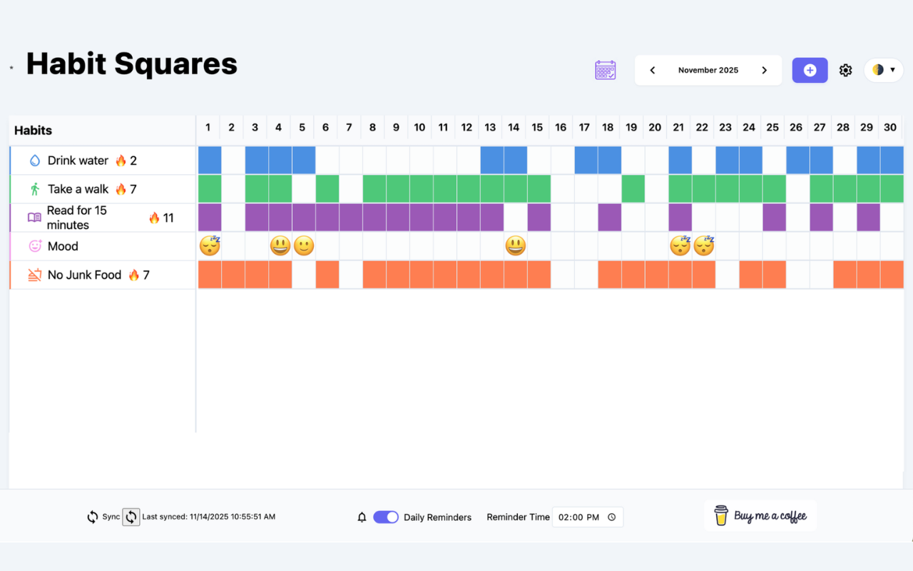 Habit Squares: Bullet Journal Habit Tracker - 截图 2