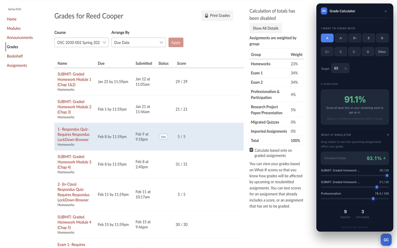 Canvas Grade Calc — What Do I Need? - 截图 3