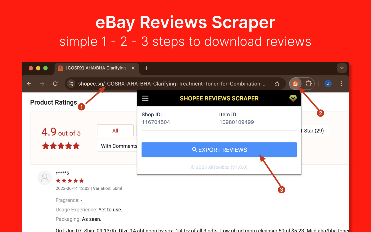 Shopee 虾皮评论抓取工具 - 将 Shopee 评论提取为 CSV/Excel/JSON 文件 - 截图 2