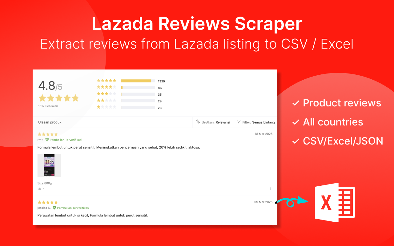 Lazada 来赞达评论抓取工具 - 从 Lazada 提取评论 - 截图 3