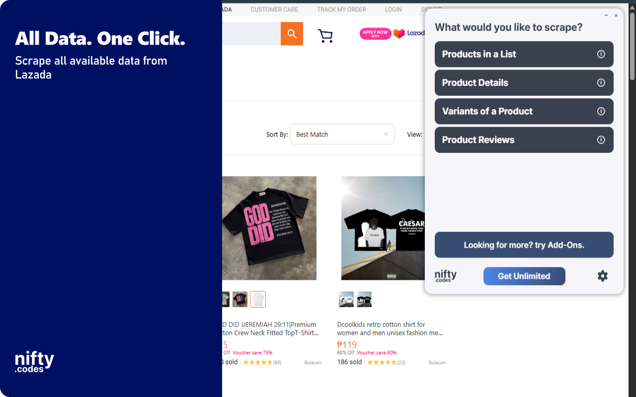 Lazada Scraper:导出产品、评论、变体及更多 - 截图 3