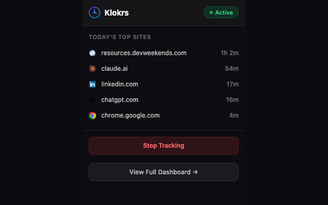 Klokrs - Tab Time Tracker - 截图 1