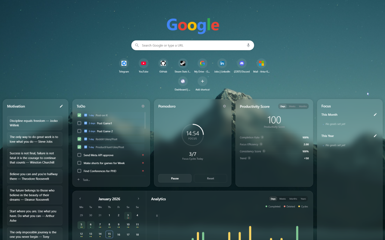 Productivity New Tab - 截图 2