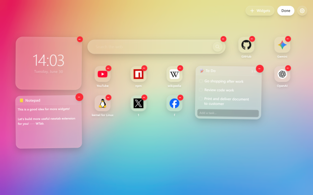 WTab - iOS 风格 Chrome 新标签页 - 截图 5