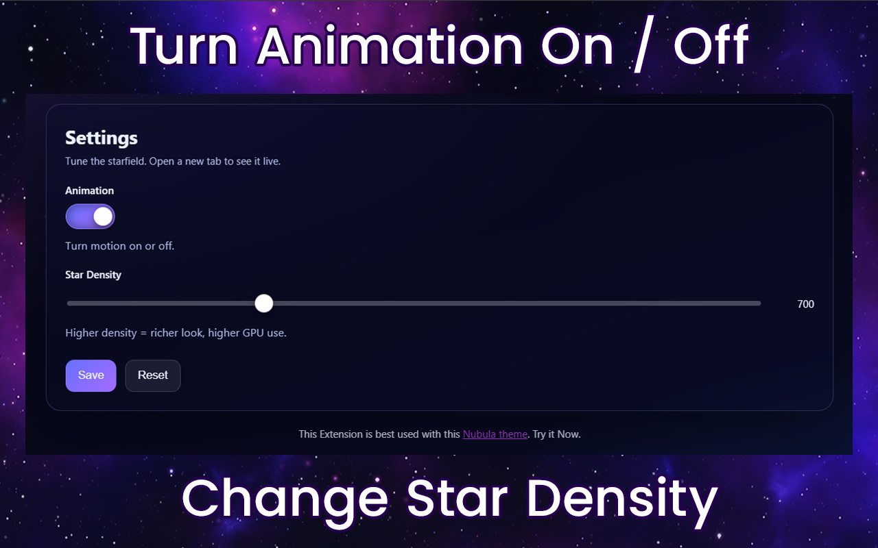 Nebula New Tab — Animated Starfield - 截图 2