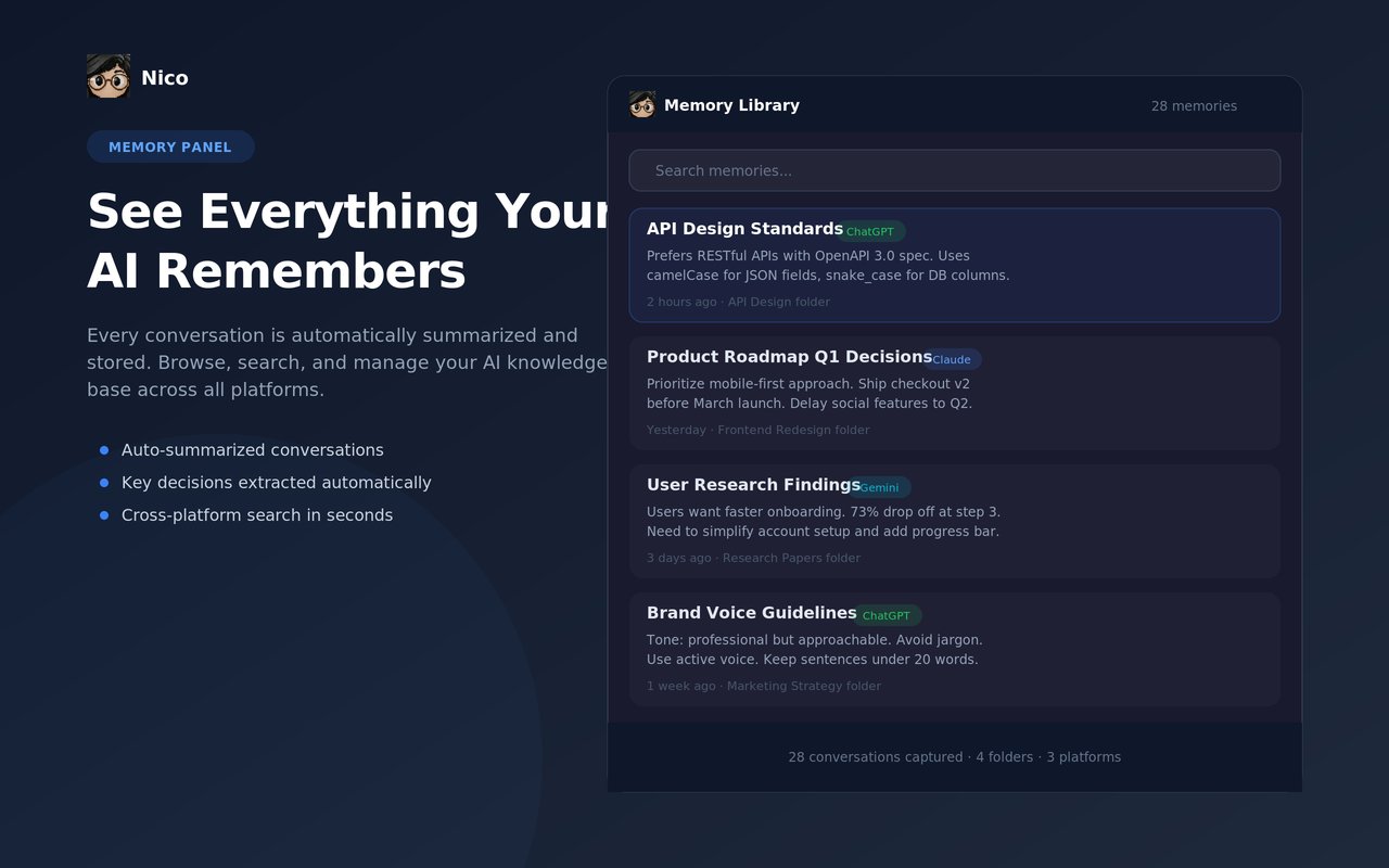 Nico — AI Memory & Prompt Enhancement - 截图 3