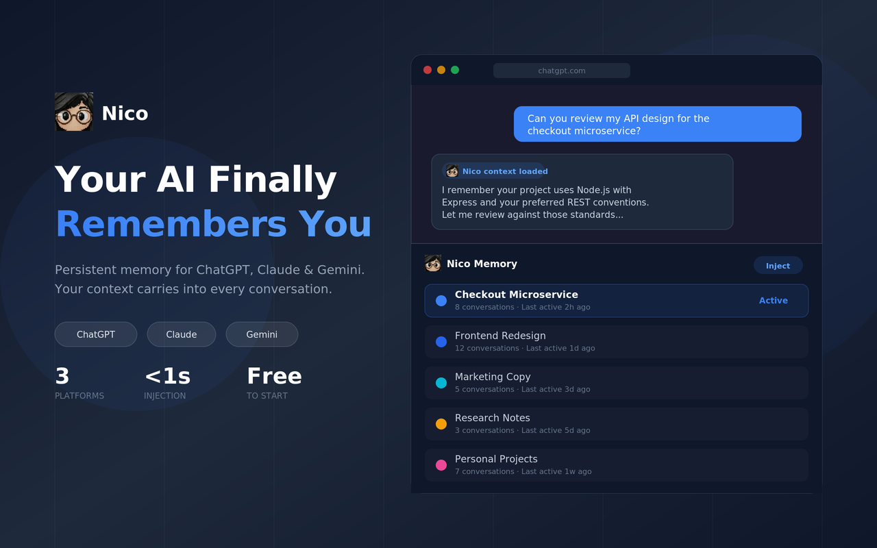 Nico — AI Memory & Prompt Enhancement - 截图 4