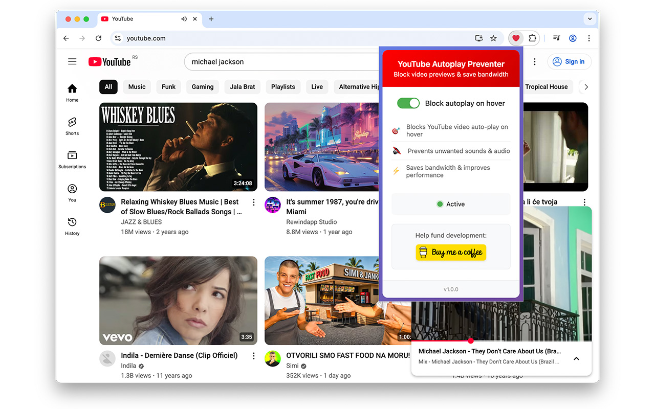 YouTube Autoplay Preventer - Stop Video Previews - 截图 1