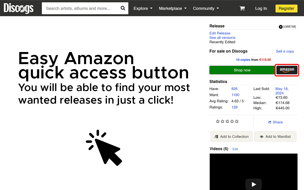 Discogs Amazon QuickSearch Button - 截图 2