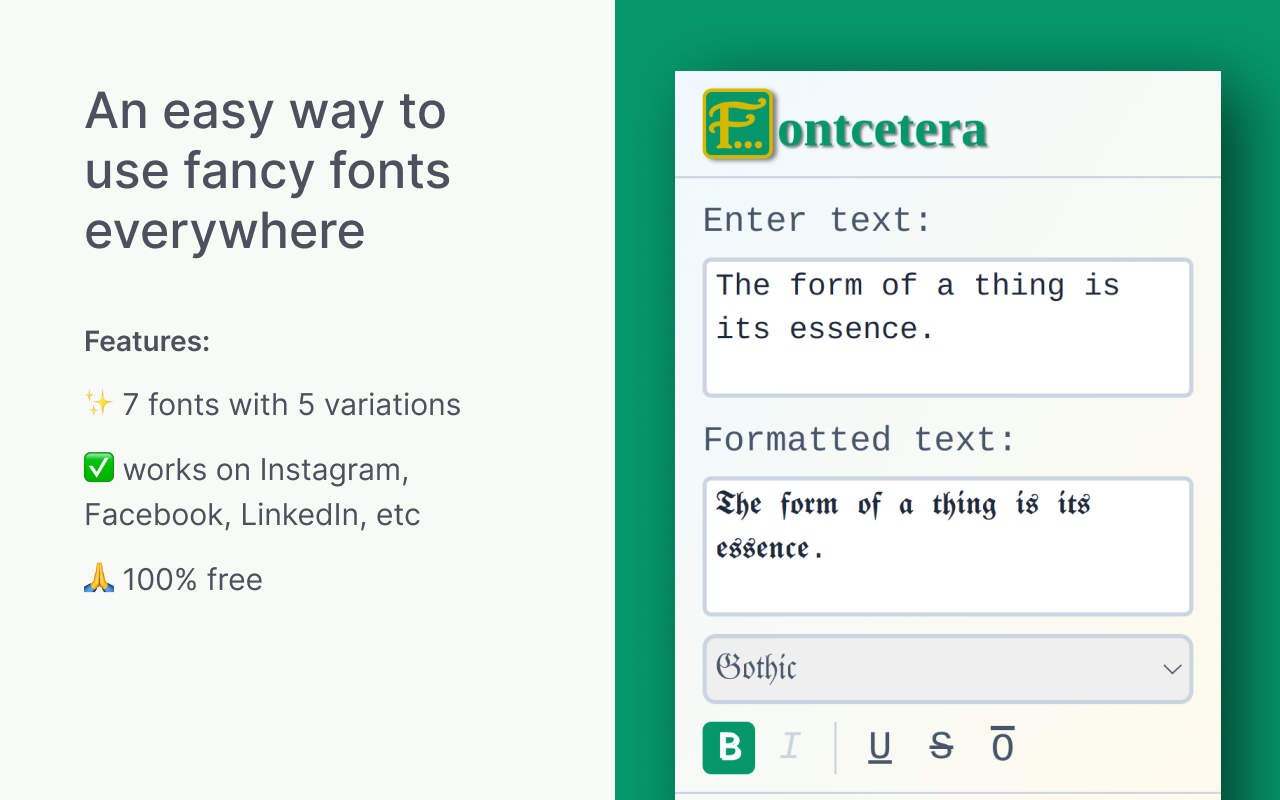 Fontcetera - Unicode Text Formatter - 截图 1