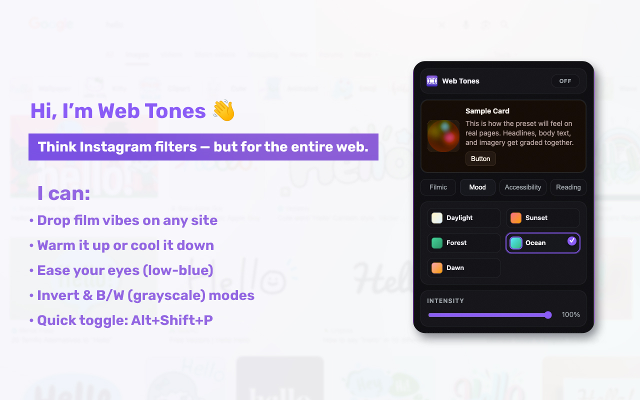 Web Tones——适用于任何网站的电影级颜色滤镜 - 截图 4